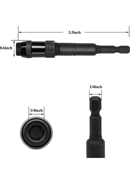 2 Paket Döner Uç Uç Tutucu, Manyetik Vida Matkap Ucu 1/4 Inç Altıgen Şaft, Hızlı Değişim Kilitleme Uç Tutucu (Siyah) (Yurt Dışından)