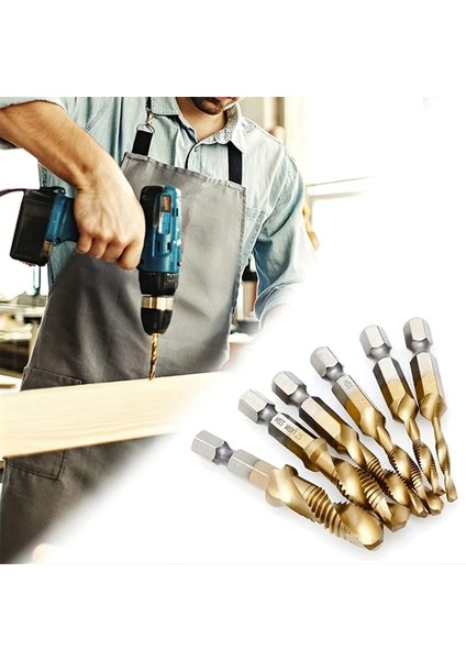 M6+M8+M10 Altıgen Şaft Titanyum Kaplamalı Hss Vida Dişi Metrik Kılavuz Matkap Uçları Vida Makinesi Bileşik Kılavuz Açık Pahlı Takım (Yurt Dışından)
