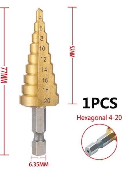 4-20MM Hss Düz Yivli Kademeli Matkap Ucu Ahşap Metal Delik Kesici Çekirdek Matkap Ucu Pagoda Matkap Ucu (Yurt Dışından)
