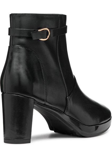 Kadın Siyah D Walk Pleasure Fermuarlı Kalın Topuklu Deri Bot D46TEA00043C9999 fırsatları
