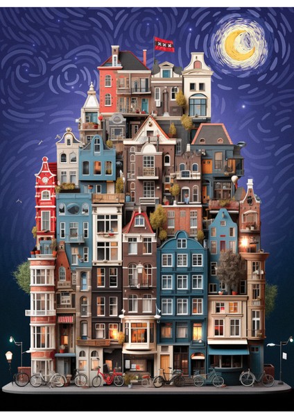 1000 Parçalık Puzzle / Amsterdam Starry Night - Kod 1183