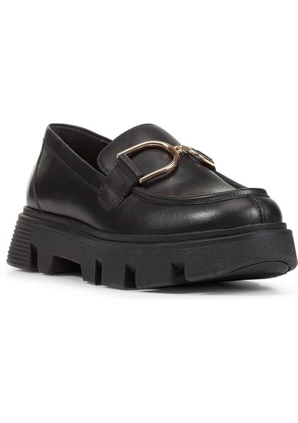 Kadın Siyah Vilde Toka Detaylı Deri Maskülen Loafer D46UAH00043C9999 modelleri