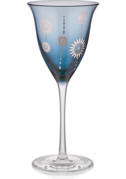 Elegan 4 Parça Mavi Cam Beyaz Şarap Kadehi 9-01020081