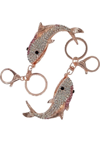 Kristal Taşlı Pembe Köpekbalığı Anahtarlık No.1