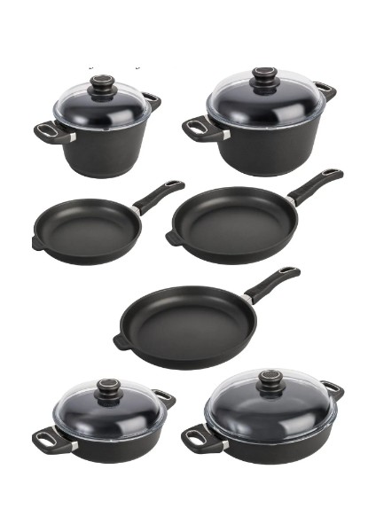 11 Parça Tencere Seti 24-26-28CM Tava, 20-24 cm Derin Tencere, 24-28 cm Basık Tencere