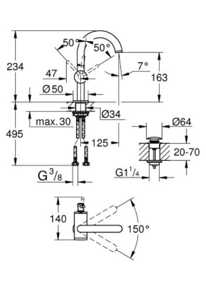 Atrio Lavabo Bataryası 1/2" M Boyut 24363DC0 modelleri