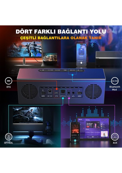 Ampligame A22 Rgb USB 2.1 Bluetooth Gaming Bilgisayar Hoparlörü
