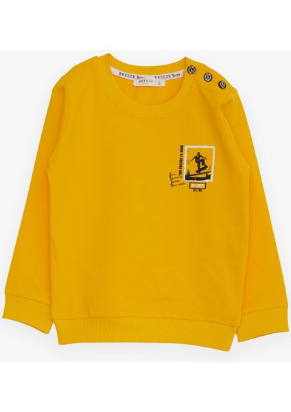 Erkek Bebek Sweatshirt Kaykaycı Baskılı 9 Ay-3 Yaş, Sarı