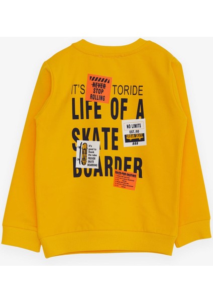 Erkek Bebek Sweatshirt Kaykaycı Baskılı 9 Ay-3 Yaş, Sarı