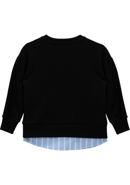 Kız Çocuk Gömlek Detaylı Baskılı Sweatshirt - Siyah modelleri