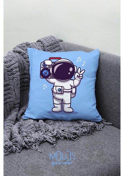 Çift Tarafı Baskılı Cute Astronaut Desenli 3'lü Kombin Süet Kırlent Kılıfı fiyatları