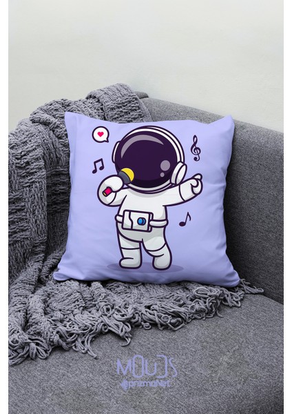Çift Tarafı Baskılı Cute Astronaut Desenli 3'lü Kombin Süet Kırlent Kılıfı modelleri