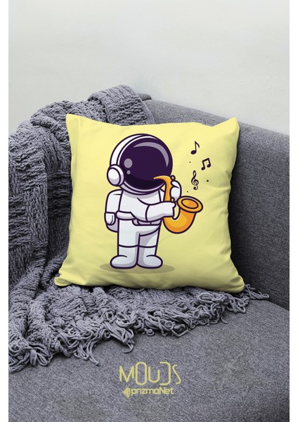 Çift Tarafı Baskılı Cute Astronaut Desenli 3'lü Kombin Süet Kırlent Kılıfı fırsatları