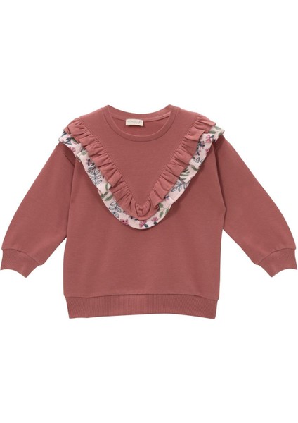 Kız Bebek Fırfır Detaylı Sweatshirt - Gül Kurusu