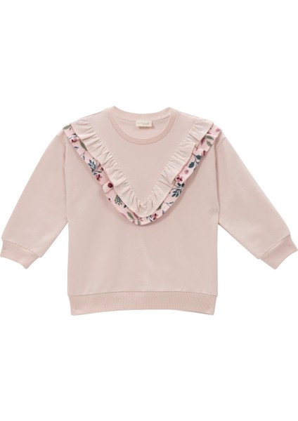 Kız Bebek Fırfır Detaylı Sweatshirt - Pembe