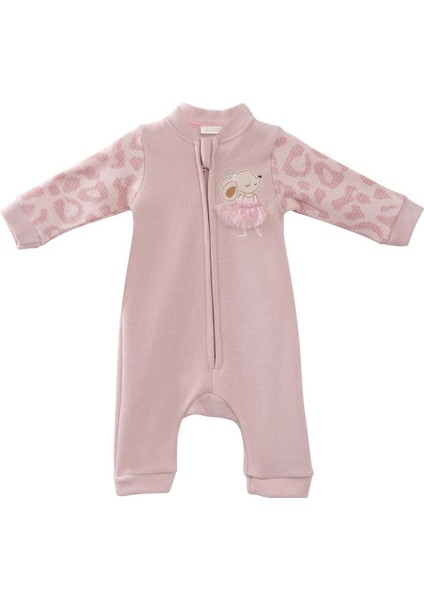 Kız Bebek Tavşan Nakışlı Kolları Garnili Tulum - Pembe fırsatları