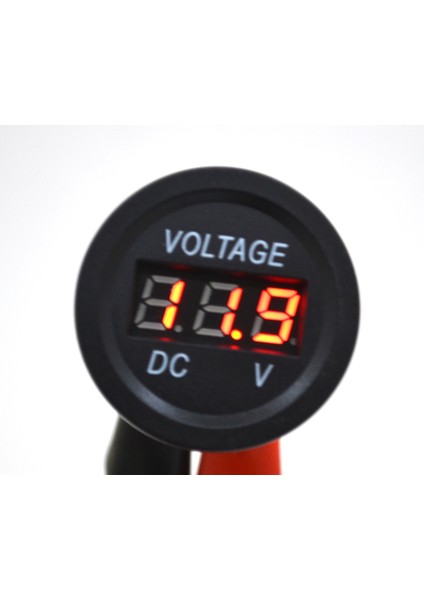 12V 24V Dc Voltmetre Yuvarlak Düz Kırmızı Rakam