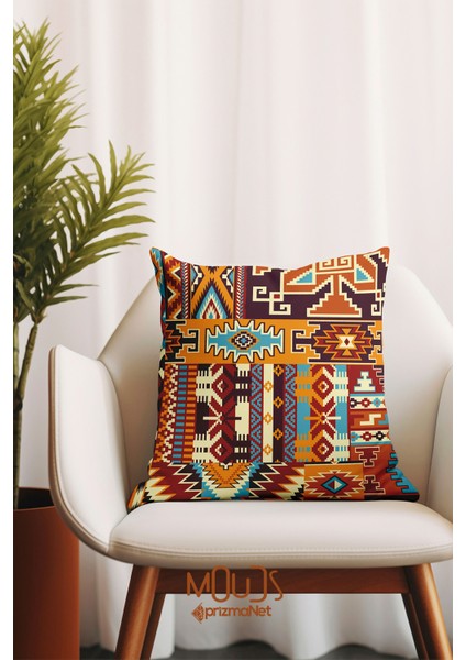 Çift Tarafı Baskılı Ethnic Rugs Desenli 2'li Kombin Süet Kırlent Kılıfı fırsatları