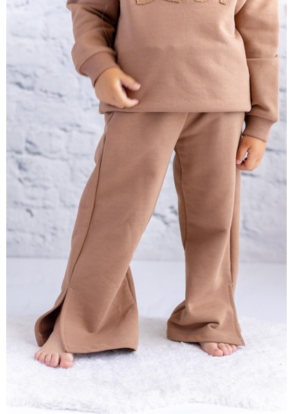 Kız Çocuk Yırtmaç Detaylı Eşofman Altı - Kahverengi fiyatları