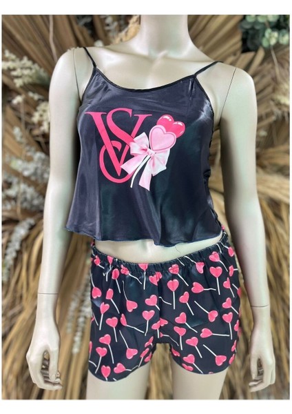 Saten Babydoll Şort Takımı