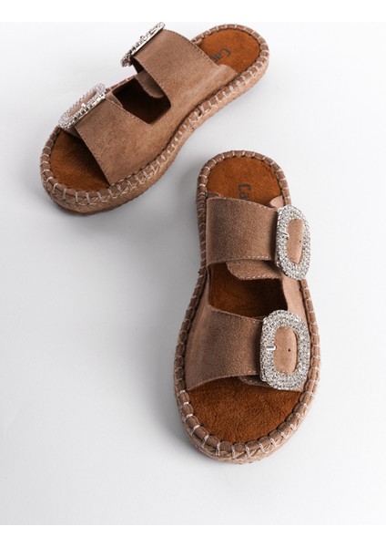 Taşlı Kadın Espadril Terlik