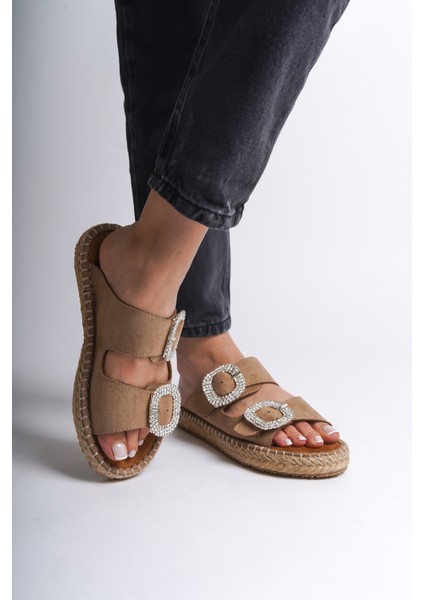 Taşlı Kadın Espadril Terlik