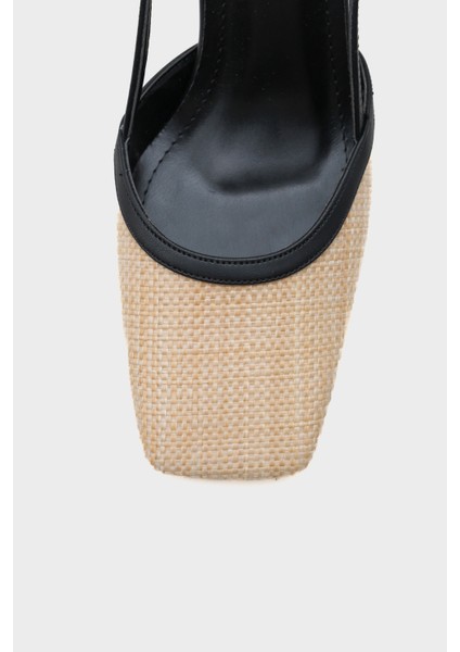 Arkası Açık Küt Burunlu Kalın Topuklu Hasır Kadın Ayakkabı fırsatları