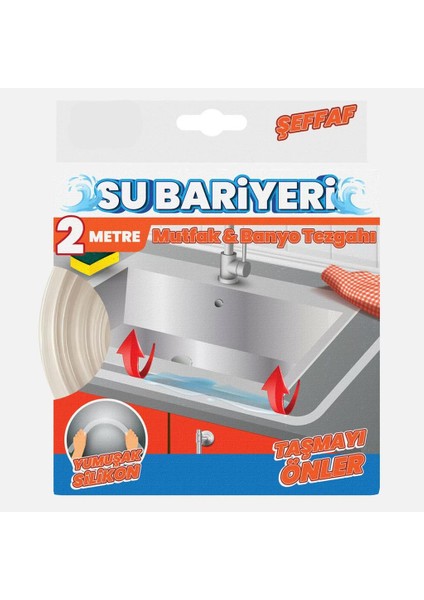 Tezgah İçin Şeffaf Su Bariyer Bandı 2 Metre