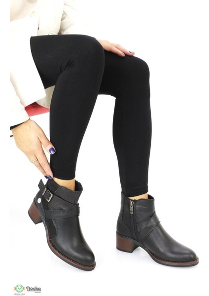 Kadın Hakiki Deri Topuklu Günlük Klasik Bot M24/KB1005