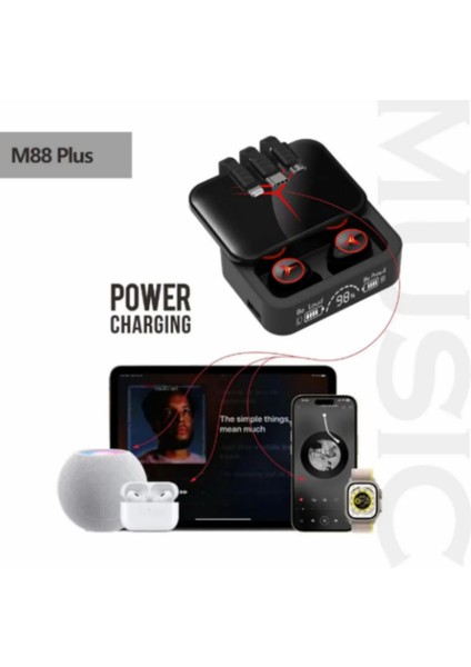 M88 Plus Bluetooth Kulaklık Powerbank Dijital Gösterge Şarjlı Bluetooth Kablosuz Kulaklık Enc