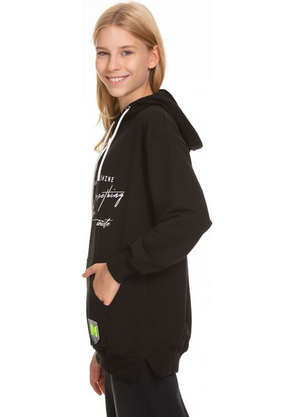 Kız Çocuk Kapüşonlu Yazı Baskılı Sweatshirt PX661.4