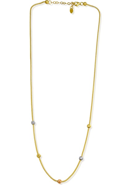 14 Ayar Altın Üç Renk Dorika Toplu Popcorn Zincir Kolye indirimleri