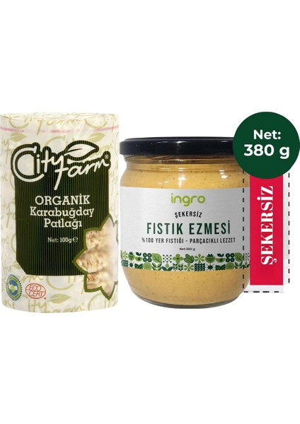 Patlak Fıstık Seti (Organik Karabuğday Patlağı + Glutensiz Fıstık Ezmesi Parçacıklı Lezzet)
