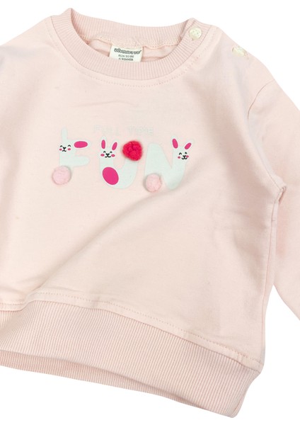 Fun Ponponlu Kız Bebek Sweatshirt