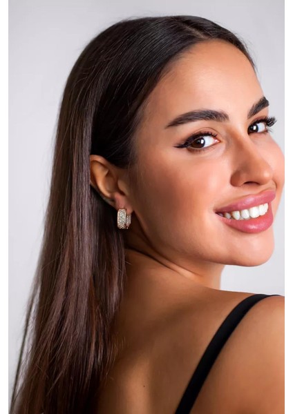 Gömme Zirkon Taşlı Kare Dizayn Vıp Rengi Halka Küpe fırsatları