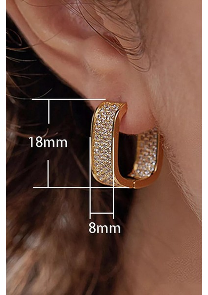 Gömme Zirkon Taşlı Kare Dizayn Vıp Rengi Halka Küpe indirimleri