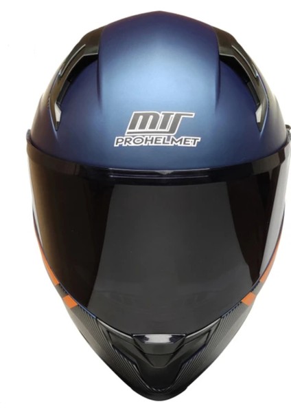 M-910 Mat Blue Güneş Vizörlü Motosiklet Kaskı (Siyah Camlı)