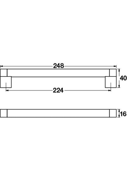 Paslanmaz Çelik Inox Çubuk Kulp 224 mm