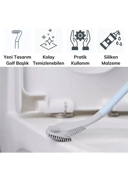 1 Adet Pratik Golf Tasarımlı Su Damlatmaz Bükülebilir Silikon Tuvalet Fırçası Wc Klozet Fırçası