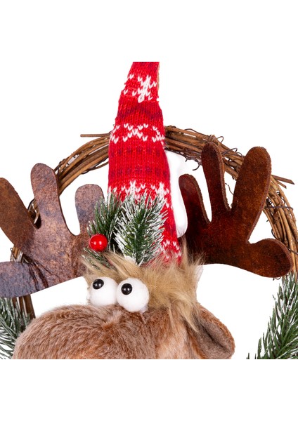 Yılbaşı Süsü Çelenk Geyik Figürlü Kahverengi 20X15X30 Cm. fiyatları