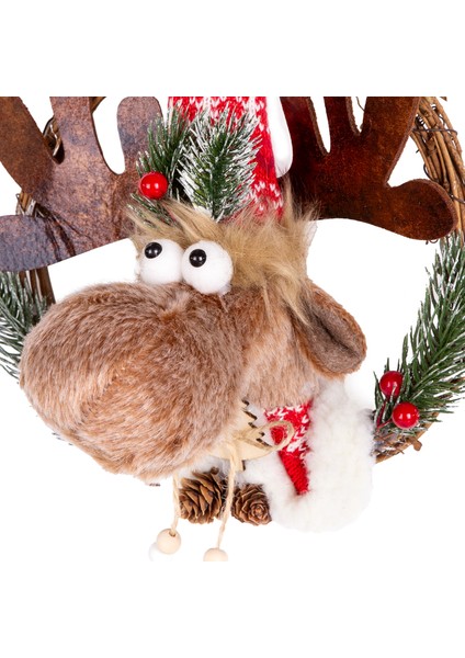 Yılbaşı Süsü Çelenk Geyik Figürlü Kahverengi 20X15X30 Cm. modelleri