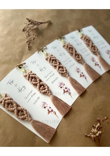 El Örmesi Makrome Anahtarlık Düğün Kına Söz Sünnet Nişan Için Hediyelik-10 Adet