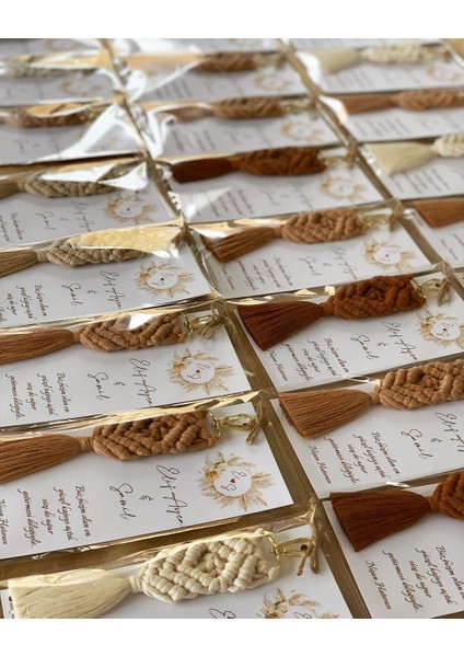 El Örmesi Makrome Anahtarlık Düğün Kına Söz Sünnet Nişan Için Hediyelik-10 Adet