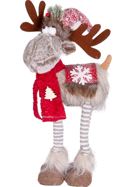 Yılbaşı Süsü Geyik Figürü Işıklı Kırmızı-Gri 25X8X50 Cm. fiyatları