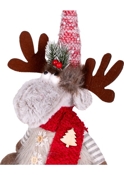 Yılbaşı Süsü Geyik Kırmızı-Gri 17X10X35 Cm. modelleri