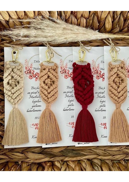 El Örmesi Makrome Anahtarlık Düğün Kına Söz Sünnet Nişan Için Hediyelik-10 Adet