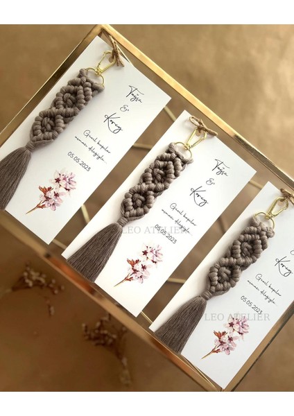 El Örmesi Makrome Anahtarlık Düğün Kına Söz Sünnet Nişan Için Hediyelik-10 Adet