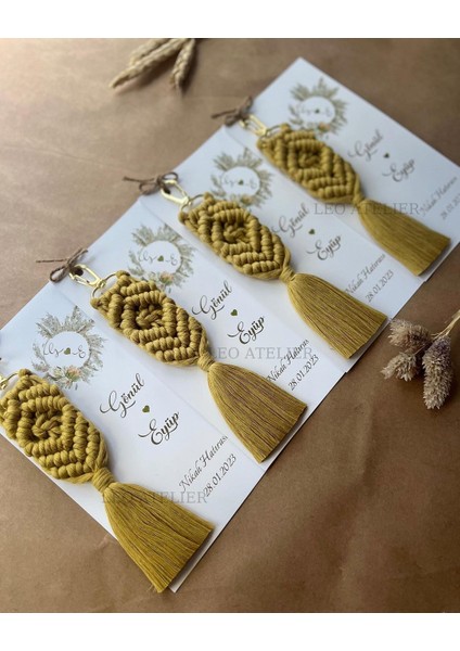 El Örmesi Makrome Anahtarlık Düğün Kına Söz Sünnet Nişan Için Hediyelik-10 Adet