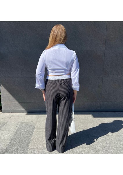 Çizgili Siyah Gömlek ve Pantolon Takım modelleri
