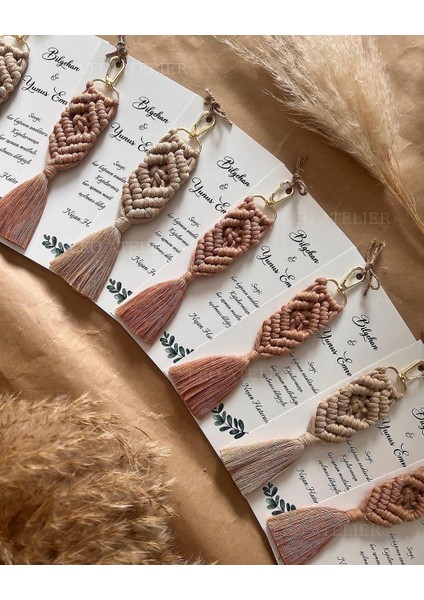 El Örmesi Makrome Anahtarlık Düğün Kına Söz Sünnet Nişan Için Hediyelik-10 Adet